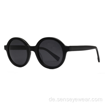 Benutzerdefinierte Logo Unisex UV400 runde polarisierte Acetat -Sonnenbrille